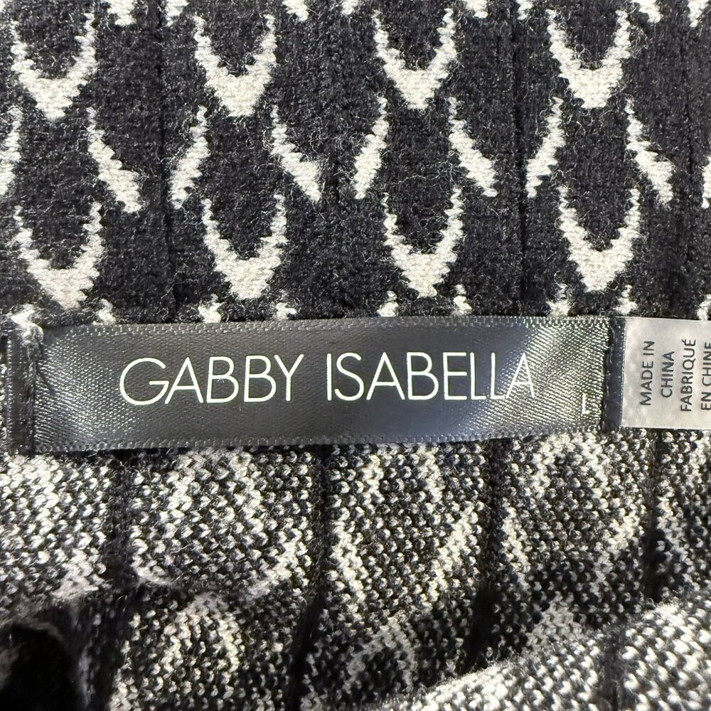 Gabby Isabella Knit Midi Skirt Size Large Blk/ Whi Pleated Fall Winter Weight - Picture 5 of 6
